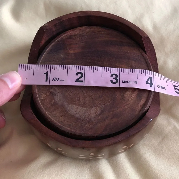 Handmade Set of 5 Wooden Coasters - Picture 5 of 8